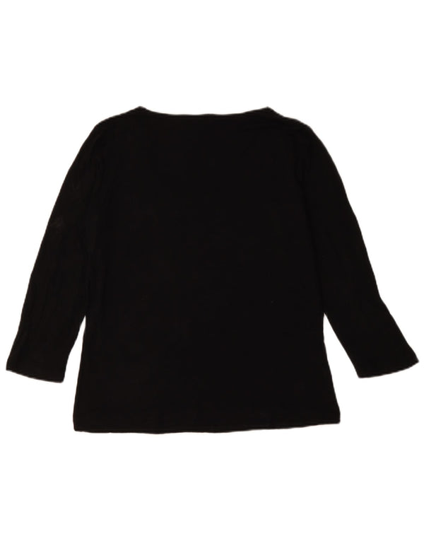 Hobbs Womens Top 3/4 Sleeve UK 12 Medium Black Viscose