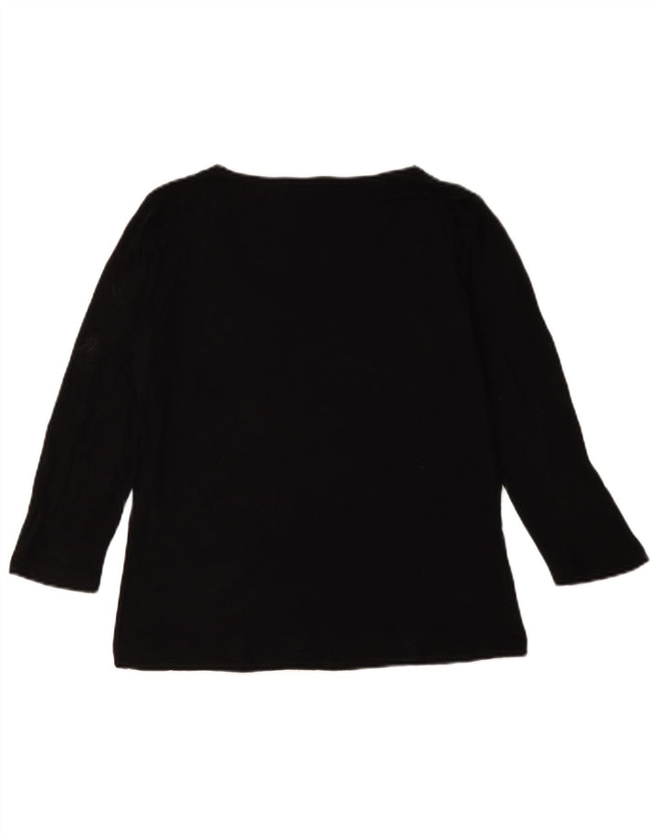 Hobbs Womens Top 3/4 Sleeve UK 12 Medium Black Viscose