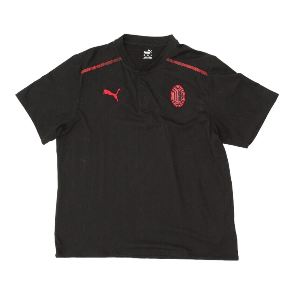 AC Milan Puma Mens Black Popper Collar Training Tshirt | Italian Football Vintage Messina Hembry and Second-Hand Messina Hembry from Messina Hembry 