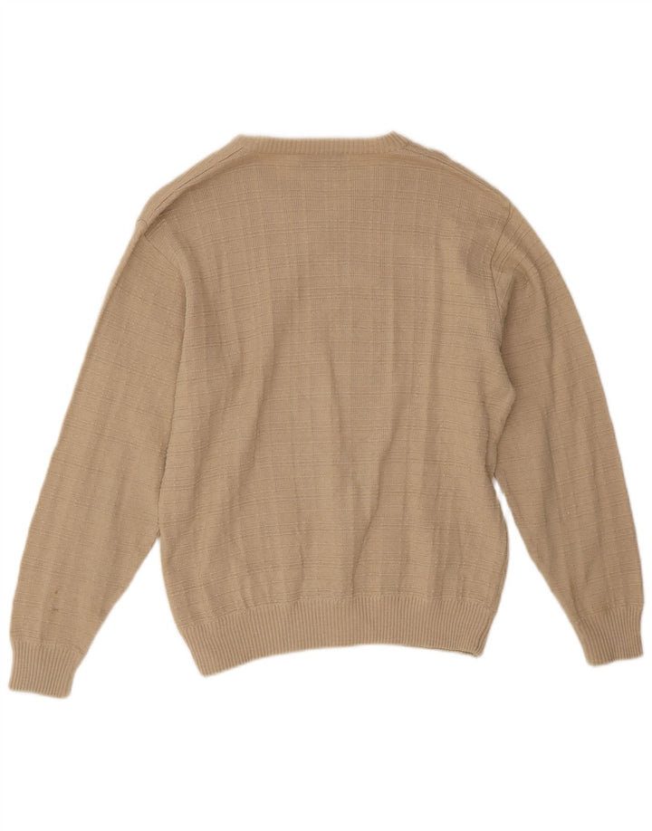 Marks & Spencer Mens V-Neck Jumper Sweater Small Beige Acrylic