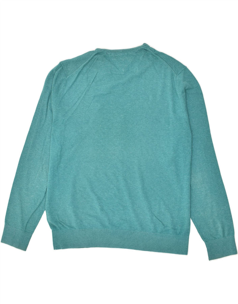 TOMMY HILFIGER Mens V-Neck Jumper Sweater XL Turquoise Cotton | Vintage Tommy Hilfiger | Thrift | Second-Hand Tommy Hilfiger | Used Clothing | Messina Hembry 