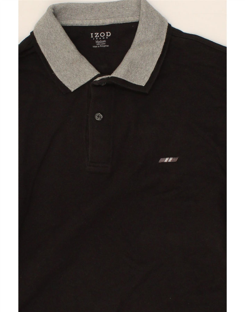 IZOD Mens Long Sleeve Polo Shirt Medium Black Cotton Vintage Izod and Second-Hand Izod from Messina Hembry 