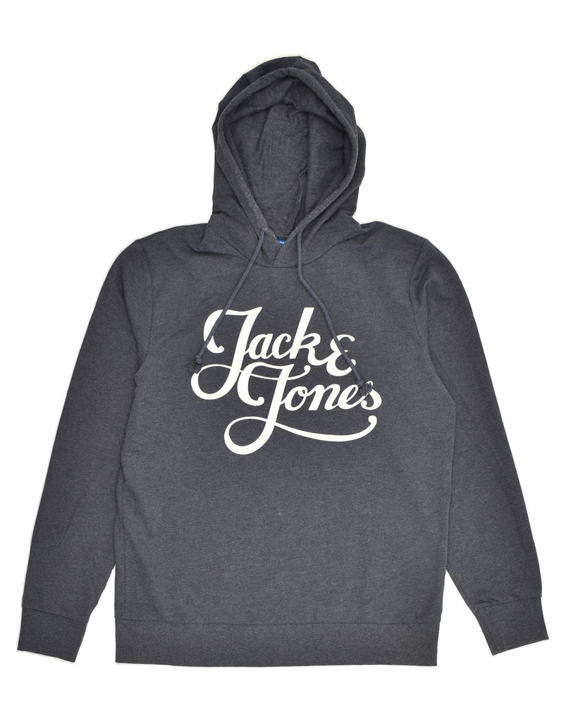 JACK & JONES Mens Graphic Hoodie Jumper Large Grey Cotton | Vintage Jack & Jones | Thrift | Second-Hand Jack & Jones | Used Clothing | Messina Hembry 