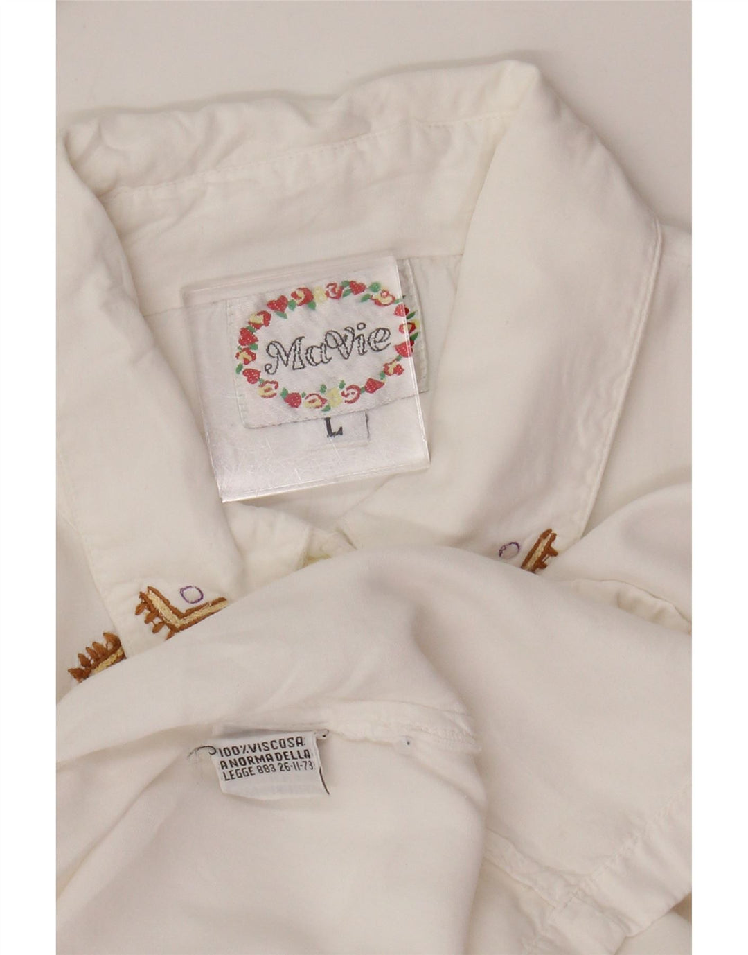 Vintage Womens Shirt UK 16 Large White Floral Viscose