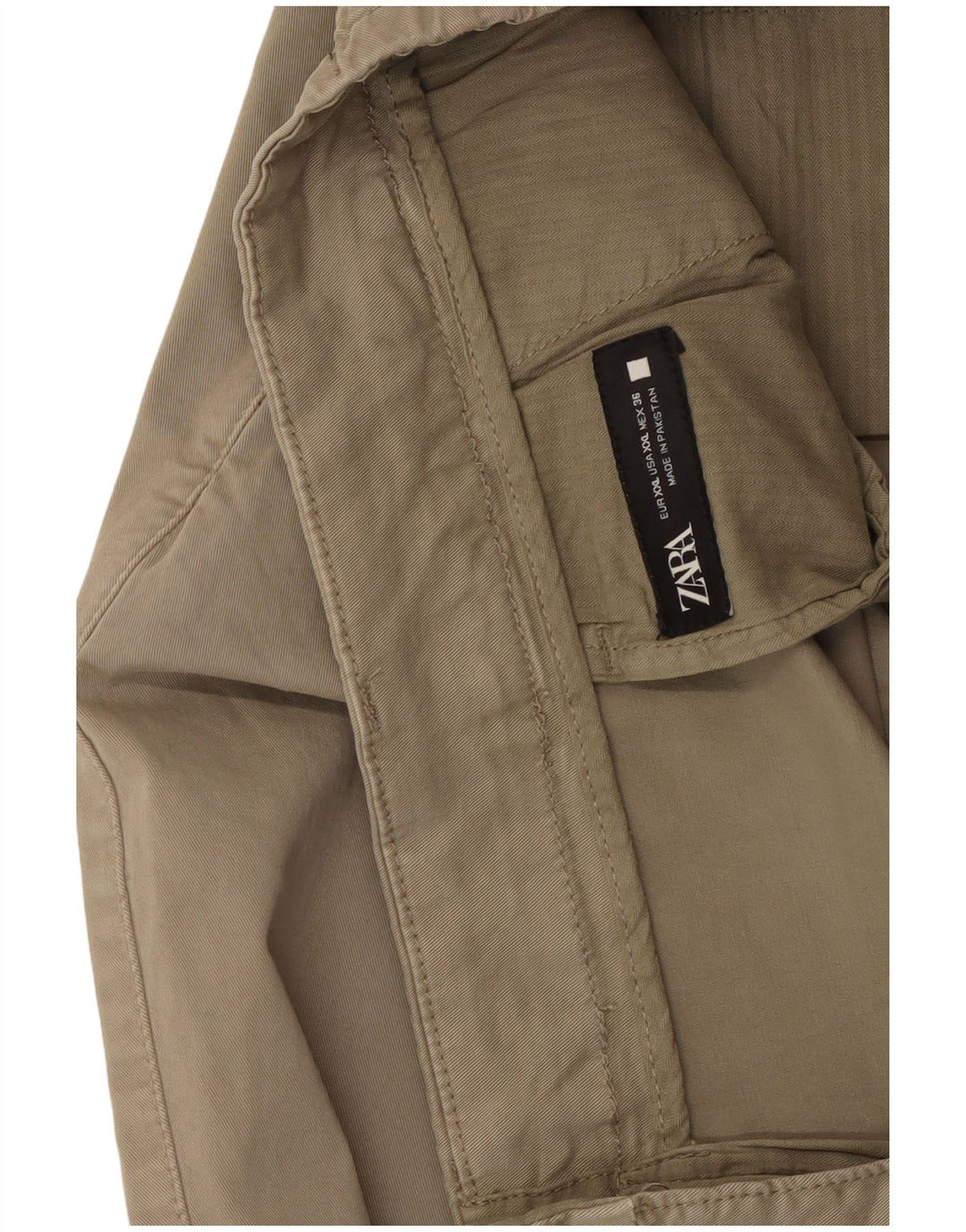ZARA Mens Tapered Chino Trousers 2XL W36 L31 Beige Cotton
