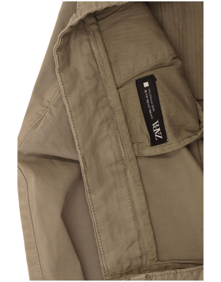 ZARA Mens Tapered Chino Trousers 2XL W36 L31 Beige Cotton