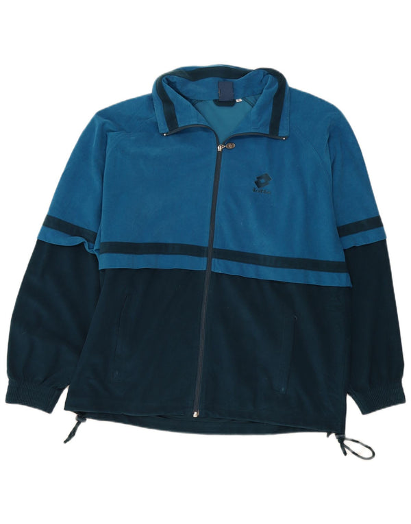 Lotto Mens Velour Tracksuit Top Jacket Large Blue Colourblock