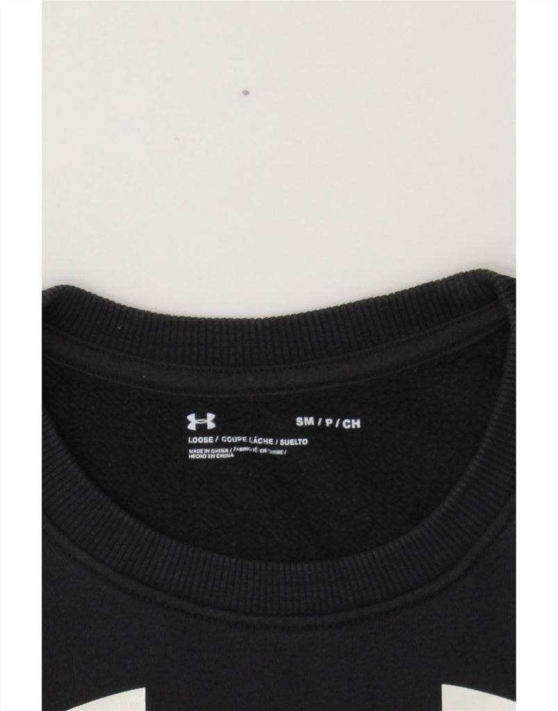 UNDER ARMOUR Mens Graphic Sweatshirt Jumper Small Black Cotton Vintage Under Armour and Second-Hand Under Armour from Messina Hembry 