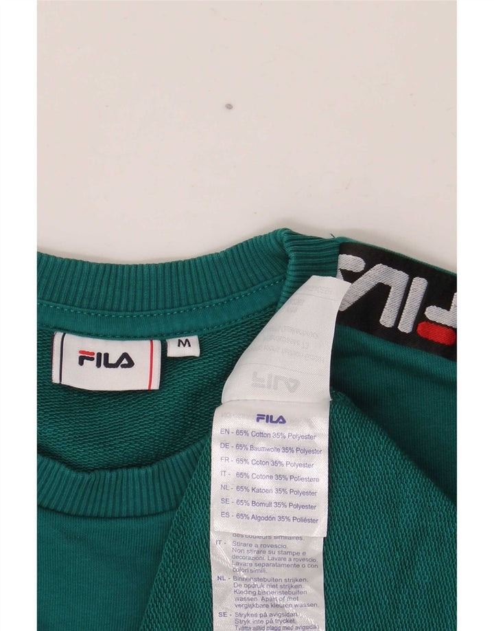 Fila Mens Graphic Sweatshirt Jumper Medium Green Colourblock Cotton