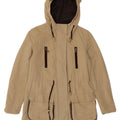 Zara Womens Hooded Parka Jacket UK 6 XS Beige Polyester