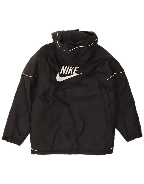Nike Boys Hooded Graphic Windbreaker Coat 12-13 Years Large Black Polyester