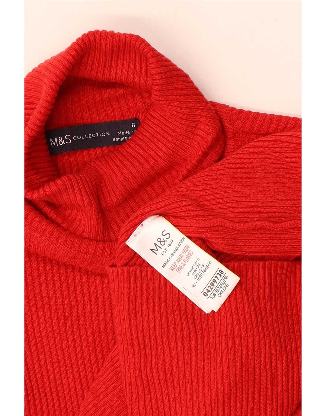 Marks & Spencer Womens Top Long Sleeve UK 8 Small  Red Viscose