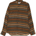 Vintage Mens Shirt Medium Khaki Striped Viscose
