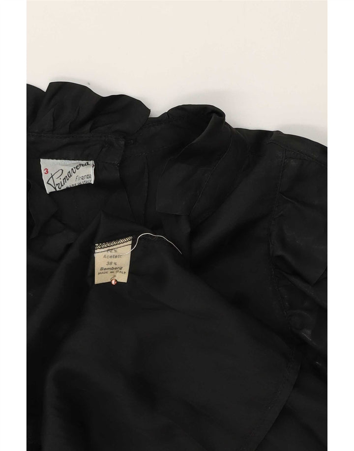 Primavera Firenze Womens Long Sleeve Oversized Blouse Top US 3 XS Black