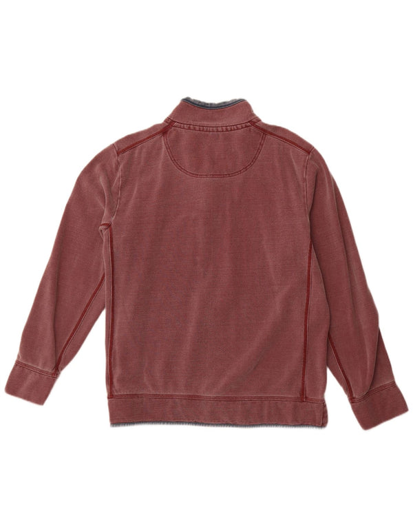 FAT FACE Mens Zip Neck Sweatshirt Jumper Large Burgundy Cotton