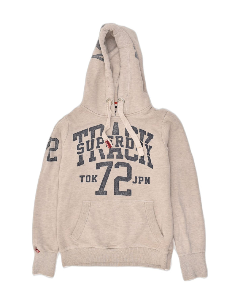 SUPERDRY Womens Track & Field Graphic Hoodie Jumper UK 14 Medium Grey | Vintage Superdry | Thrift | Second-Hand Superdry | Used Clothing | Messina Hembry 