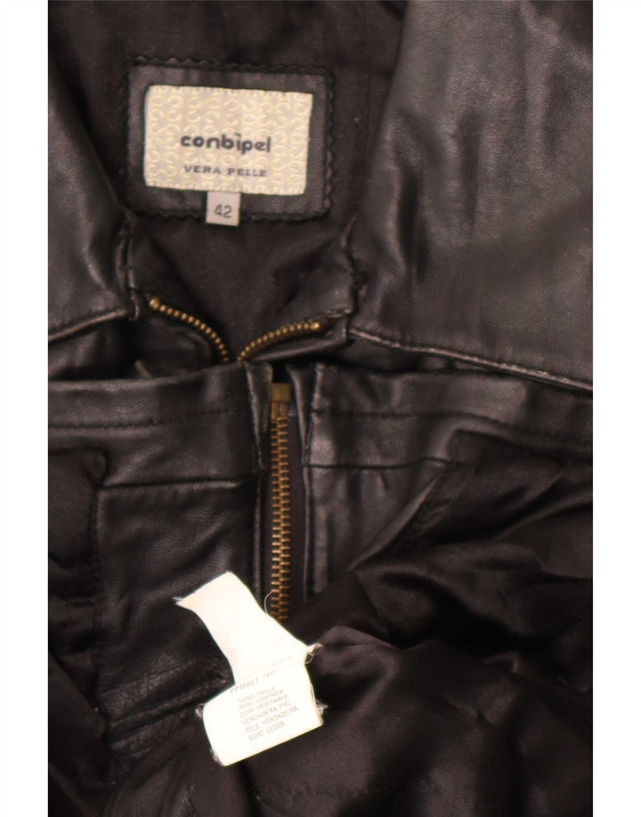 Conbipel Womens Leather Jacket IT 42 Medium Black
