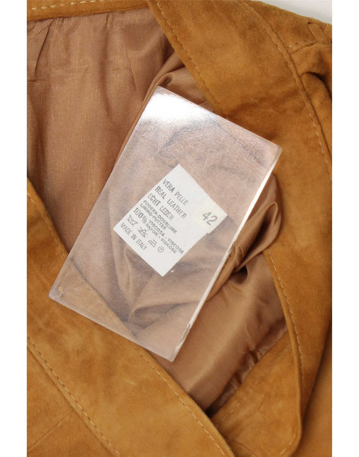 Vintage Womens Suede Skirt IT 42 Medium W28 Beige Leather