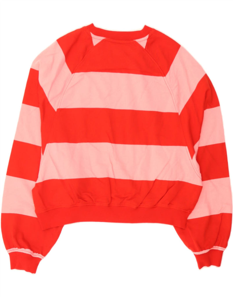 TOMMY HILFIGER Womens Oversized Zip Hoodie Sweater UK 10 Small Red Striped Vintage Tommy Hilfiger and Second-Hand Tommy Hilfiger from Messina Hembry 