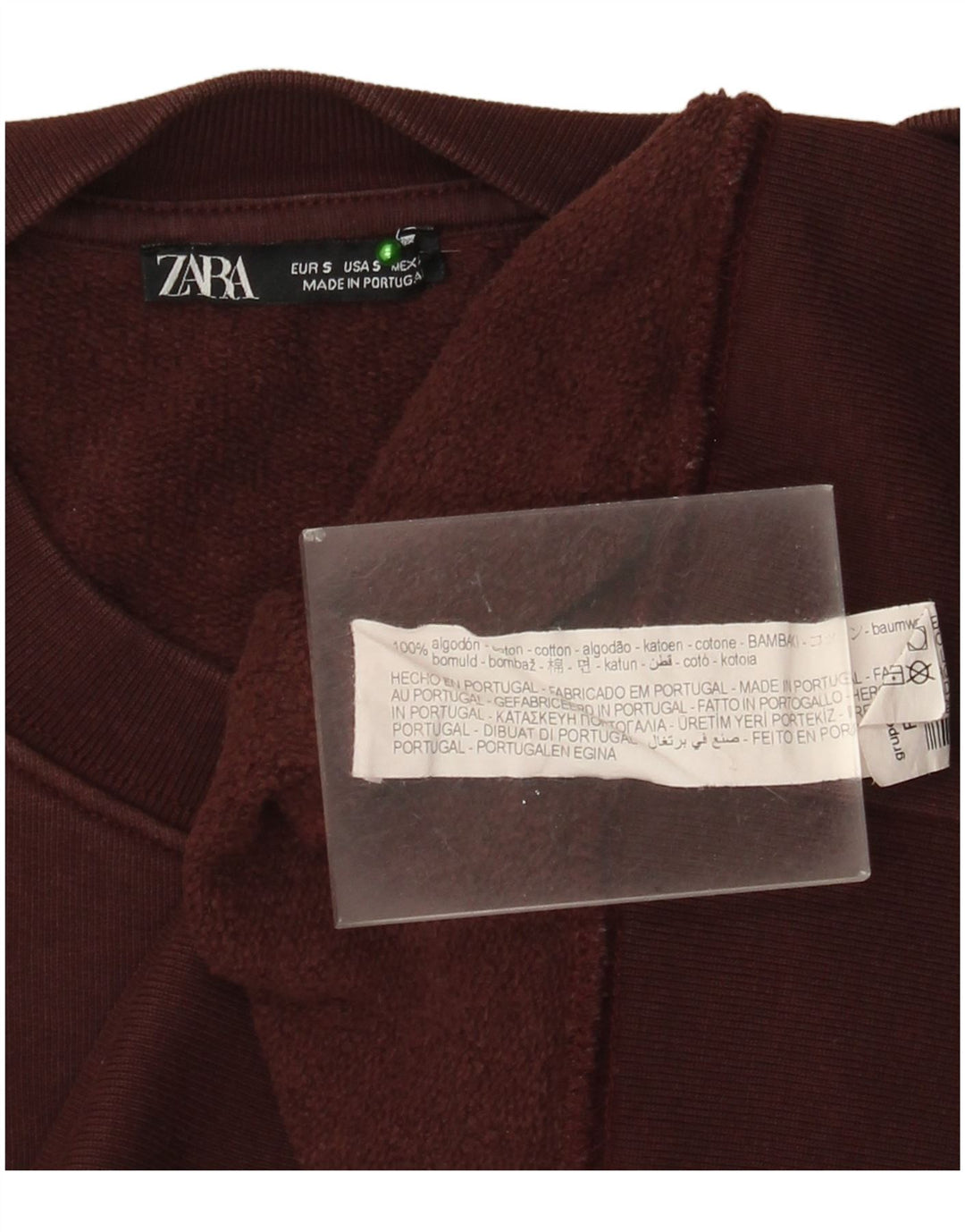 Zara Womens Oversized Sweatshirt Jumper UK 10 Small Burgundy Cotton
