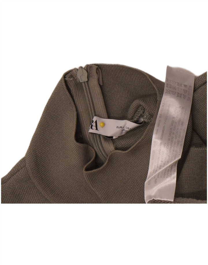 Zara Womens Crop Sleeveless Blouse Top UK 14 Large Grey Viscose