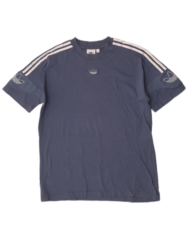 Adidas Mens Short Sleeve Regular Graphic T-Shirt Top Medium Blue Cotton