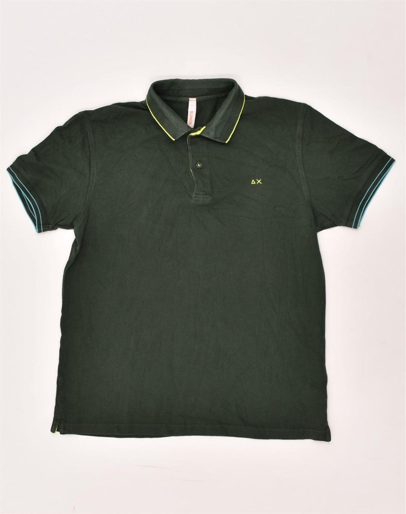 SUN68 Mens Polo Shirt Large Green Cotton | Vintage Sun68 | Thrift | Second-Hand Sun68 | Used Clothing | Messina Hembry 