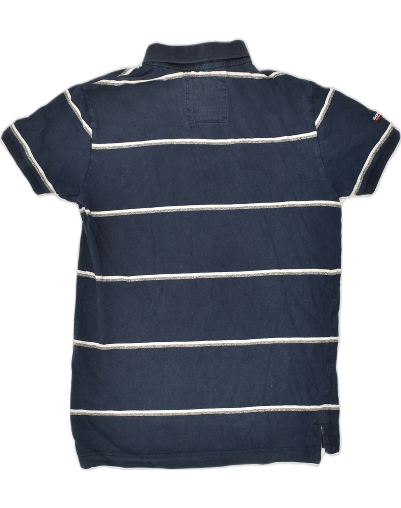 SUPERDRY Mens Polo Shirt Medium Navy Blue Striped Cotton | Vintage Superdry | Thrift | Second-Hand Superdry | Used Clothing | Messina Hembry 