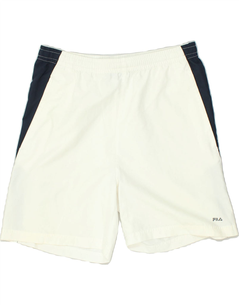 FILA Mens Sport Shorts Medium White Polyester | Vintage Fila | Thrift | Second-Hand Fila | Used Clothing | Messina Hembry 