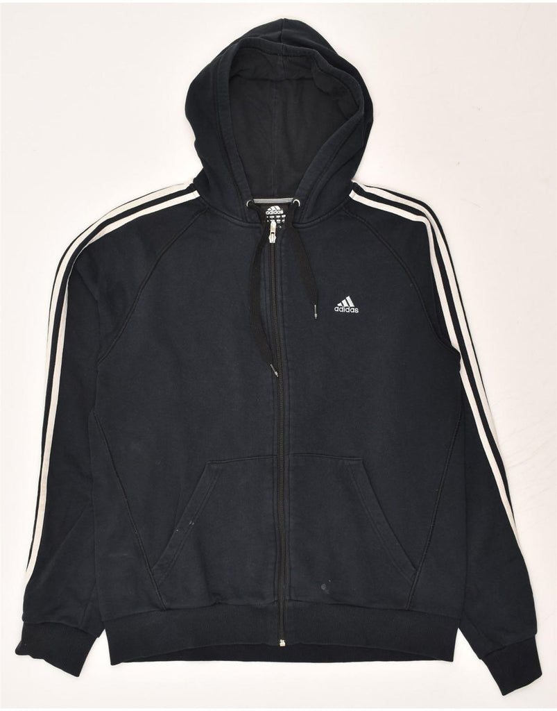 ADIDAS Mens Zip Hoodie Sweater Large Navy Blue Cotton | Vintage Adidas | Thrift | Second-Hand Adidas | Used Clothing | Messina Hembry 