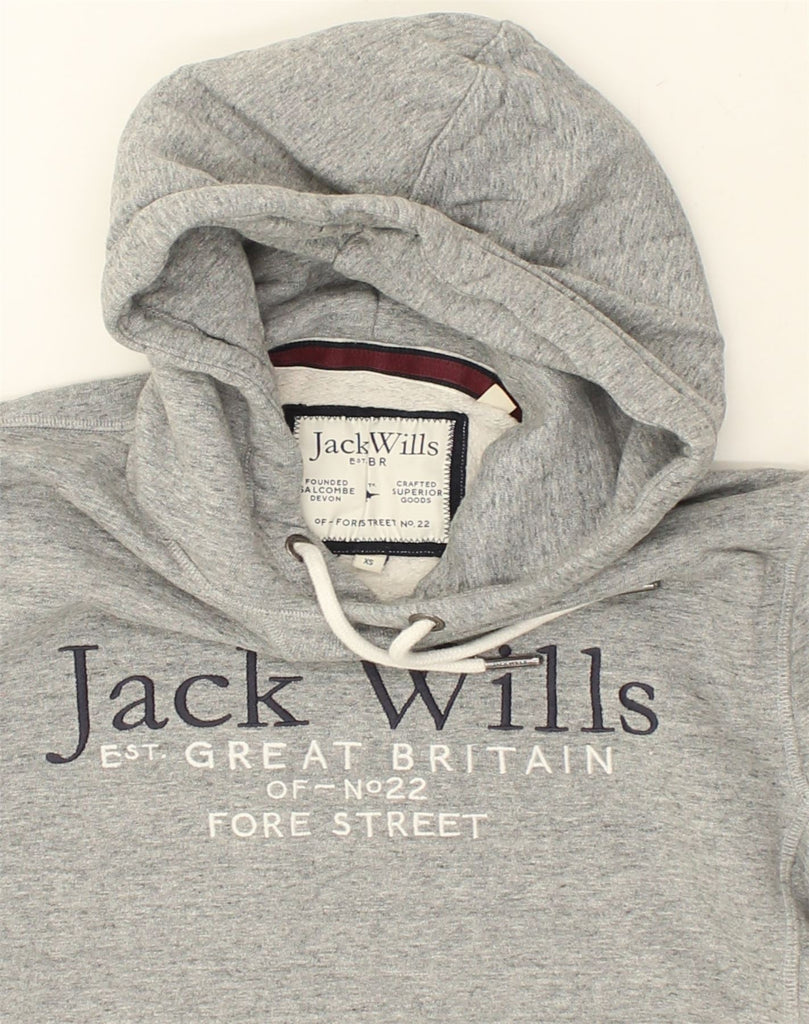 JACK WILLS Mens Graphic Hoodie Jumper XS Grey Cotton | Vintage Jack Wills | Thrift | Second-Hand Jack Wills | Used Clothing | Messina Hembry 