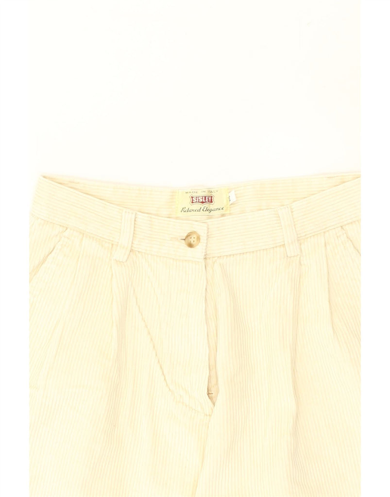 SISLEY Womens Relaxed Fit Chino Shorts W26 Small  Beige Striped Cotton | Vintage Sisley | Thrift | Second-Hand Sisley | Used Clothing | Messina Hembry 