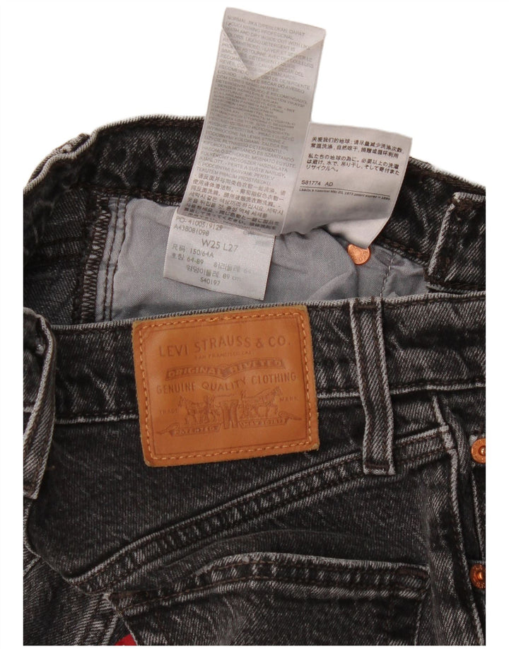 Levi's Womens Ribcage Distressed Straight Jeans W25 L21 Black Cotton
