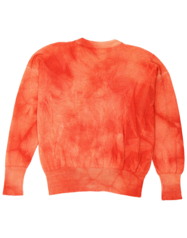 Vintage Womens Crew Neck Jumper Sweater UK 14 Medium Pink Tie Dye