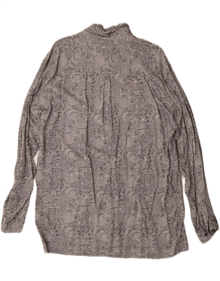 BERTO LUCCI Mens Abstract Pattern Shirt Size 41/42 Large Grey Viscose Vintage Berto Lucci and Second-Hand Berto Lucci from Messina Hembry 