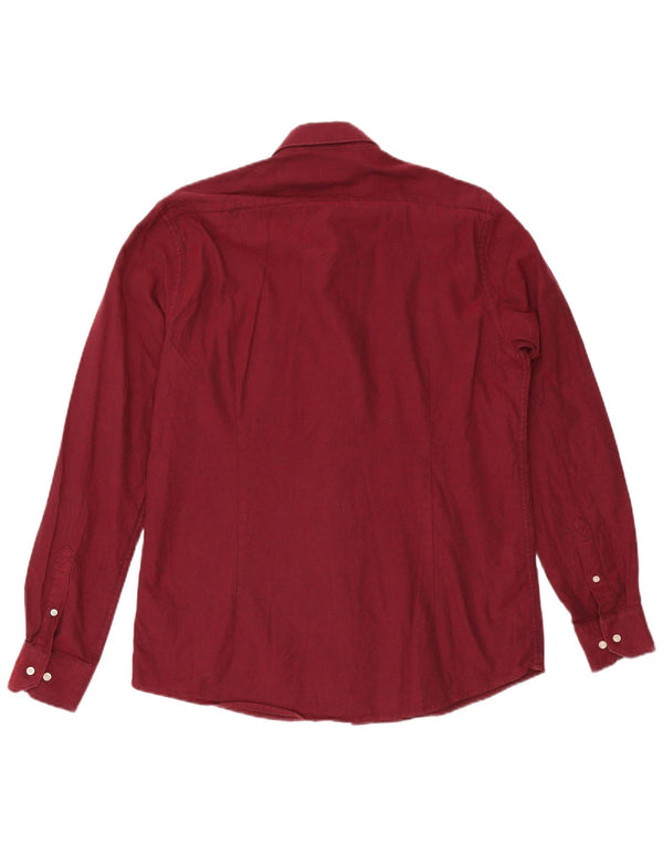 Barbour Mens Tailored Fit Shirt Large Burgundy Cotton