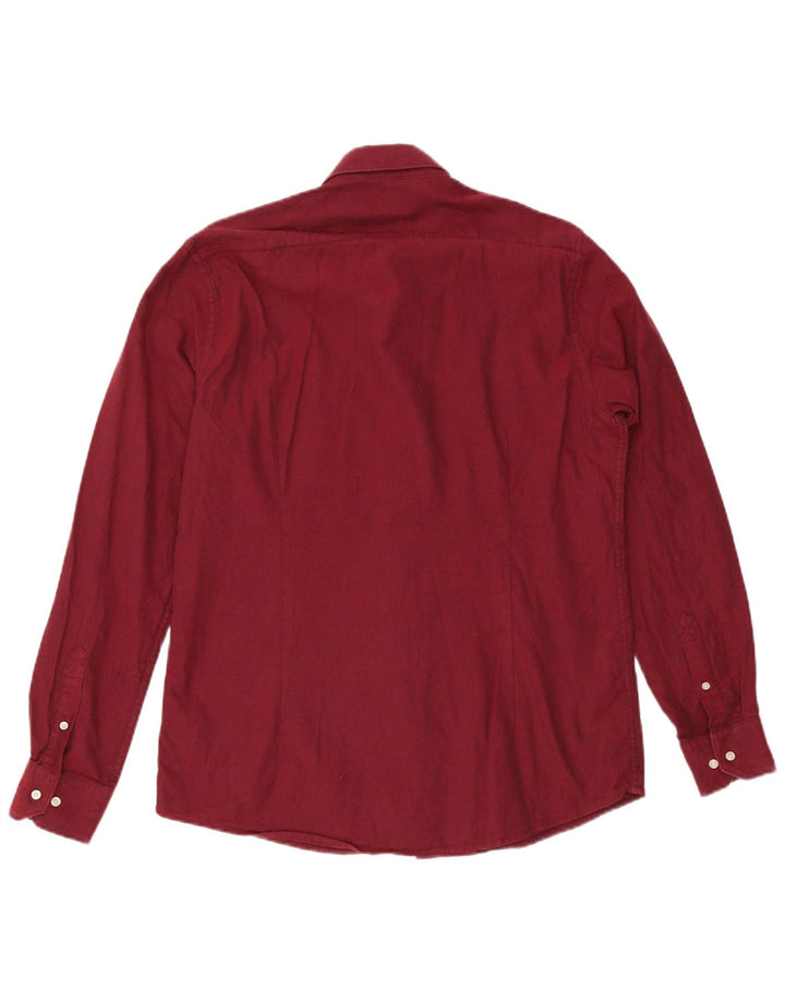Barbour Mens Tailored Fit Shirt Large Burgundy Cotton