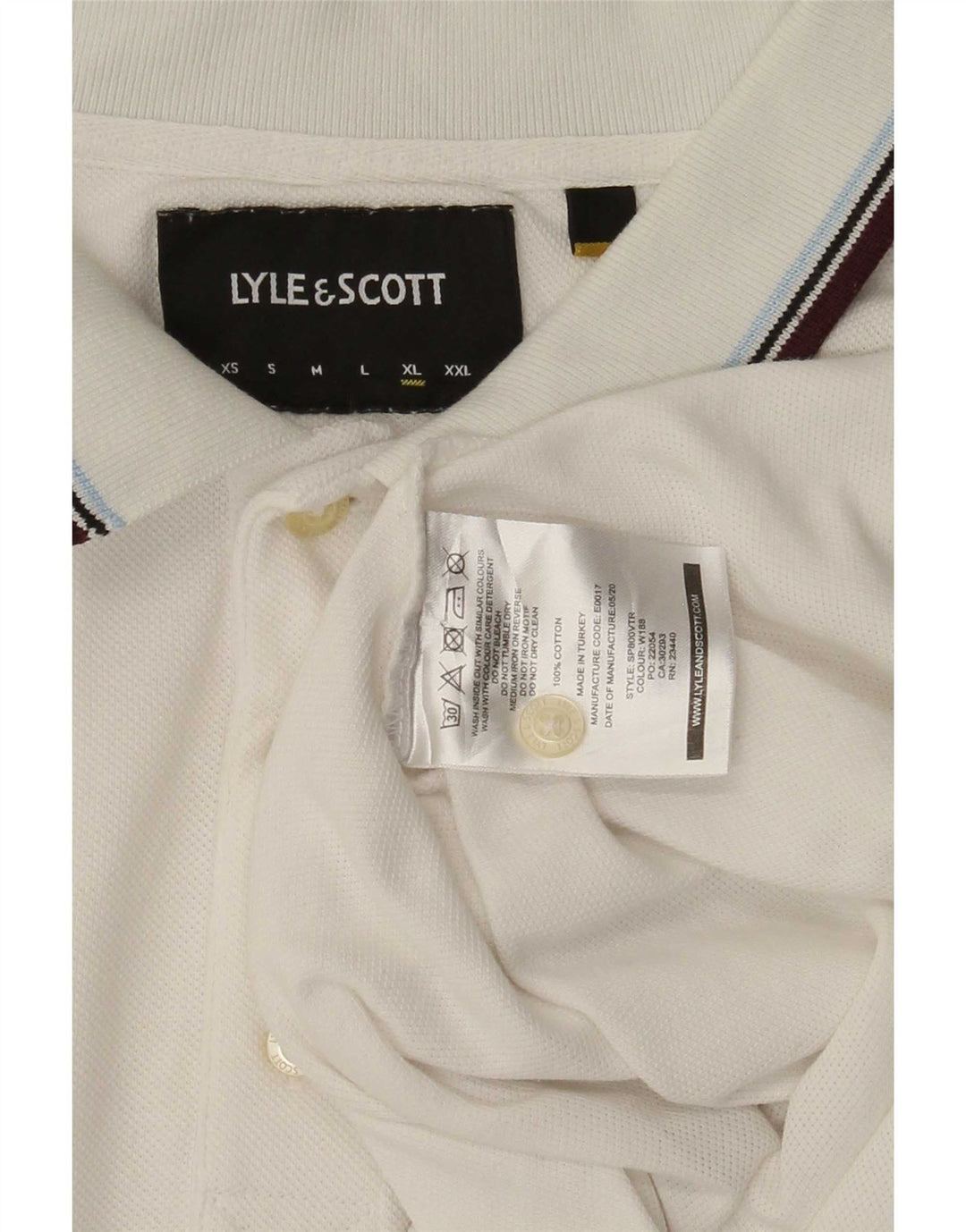 Lyle & Scott Mens Polo Shirt XL White Striped Cotton