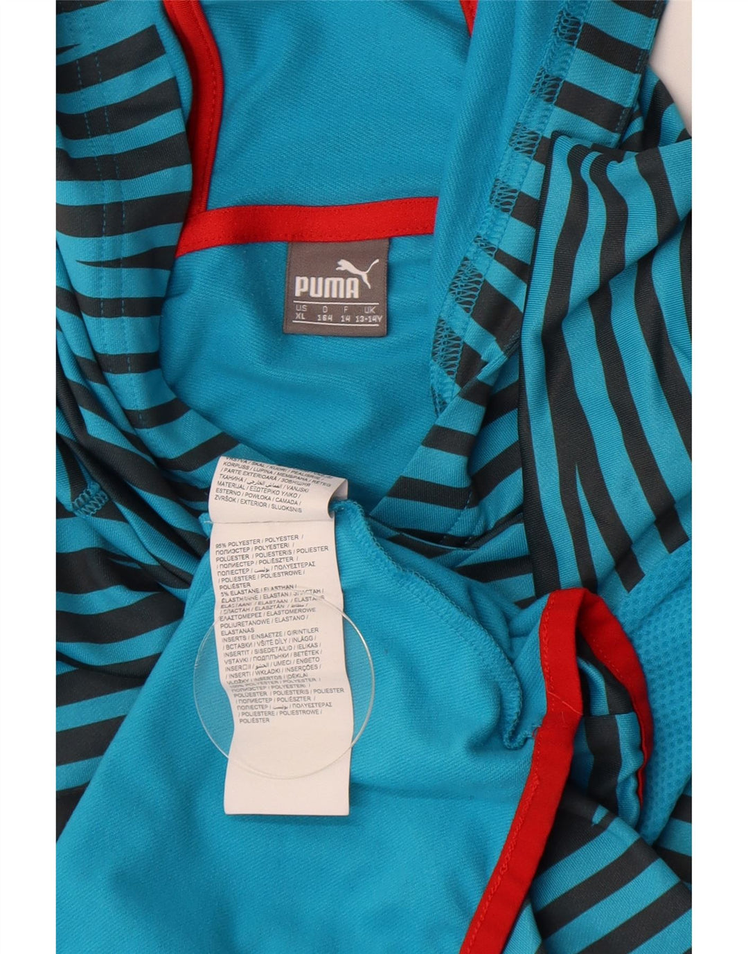 PUMA Boys Hoodie Jumper 13-14 Years Blue Striped Polyester