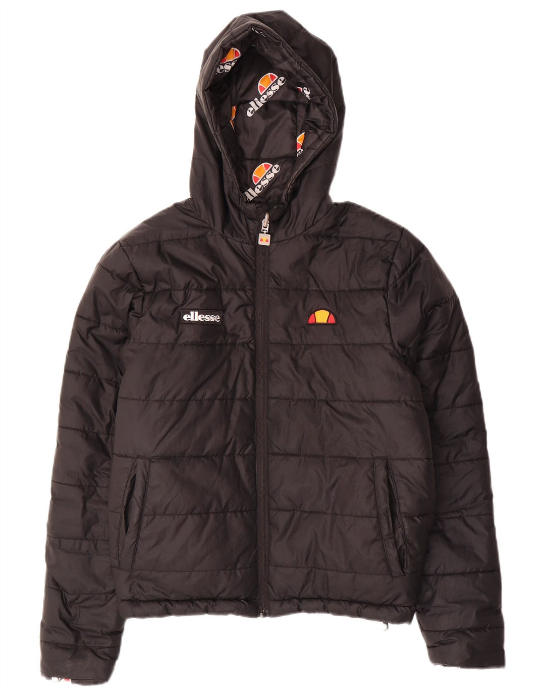 Ellesse Womens Oversized Hooded Reversible Padded Jacket UK 8 Small Black