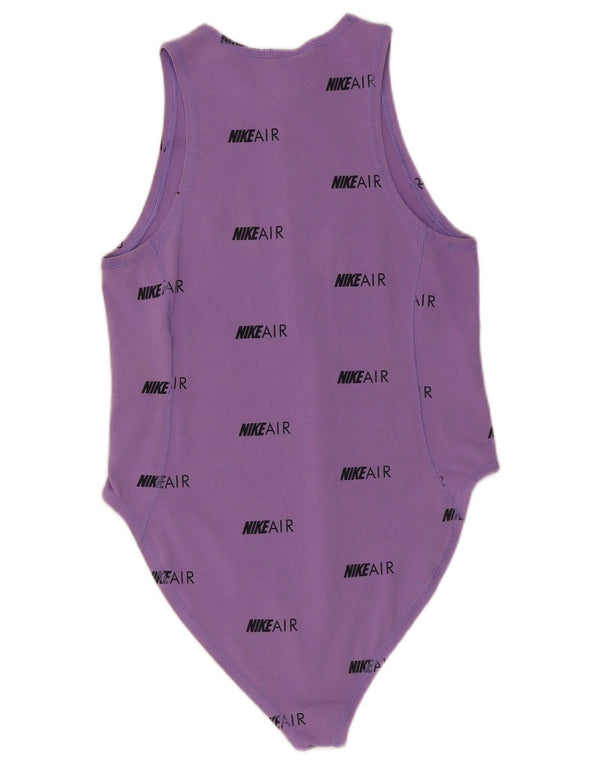 Nike Womens Graphic Bodysuit UK 12 Medium Purple Cotton