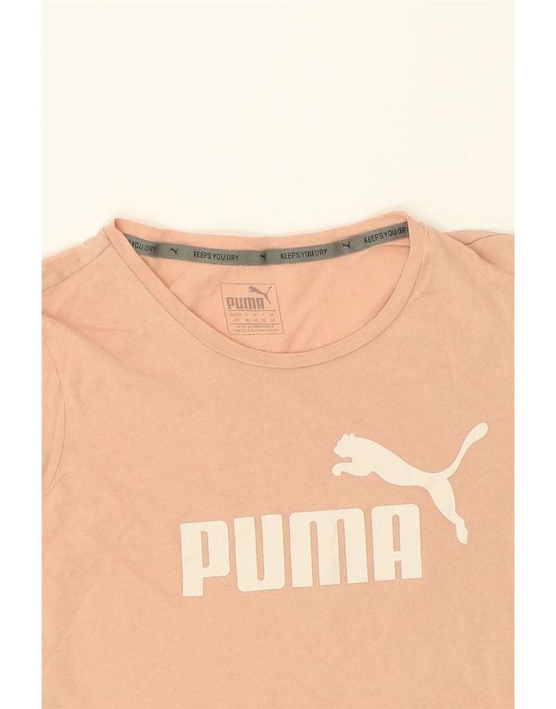 PUMA Womens Graphic T-Shirt Top UK 10 Small Beige | Vintage Puma | Thrift | Second-Hand Puma | Used Clothing | Messina Hembry 