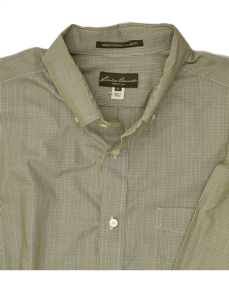 EDDIE BAUER Mens Relaxed Fit Shirt XL Grey Check Cotton | Vintage Eddie Bauer | Thrift | Second-Hand Eddie Bauer | Used Clothing | Messina Hembry 