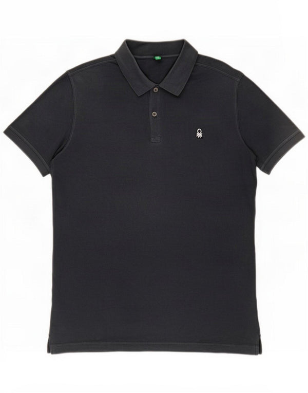 Benetton Mens Polo Shirt XL Navy Blue Cotton