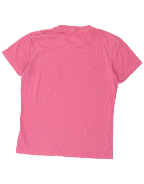 Calvin Klein Jeans Womens Regular Fit T-Shirt Top UK 16 Large Pink Cotton