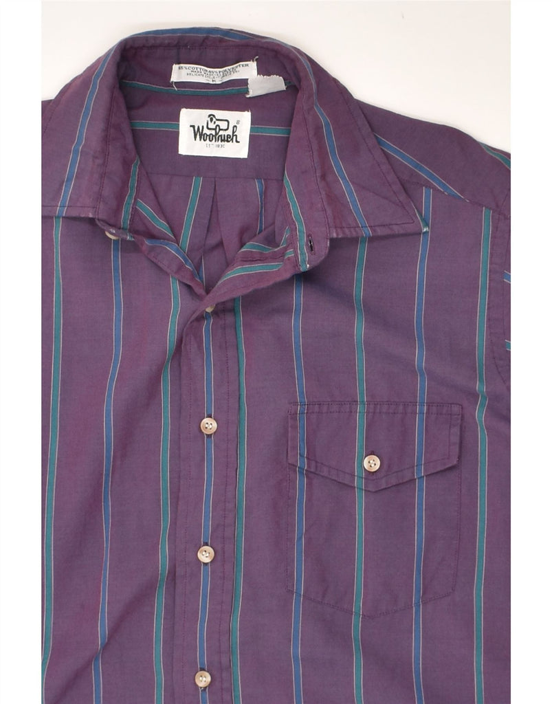 WOOLRICH Mens Shirt Medium Purple Striped Cotton | Vintage Woolrich | Thrift | Second-Hand Woolrich | Used Clothing | Messina Hembry 