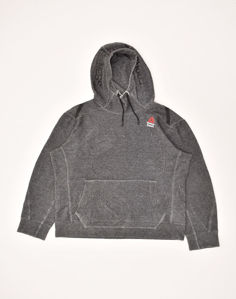 REEBOK Mens Hoodie Jumper Medium Grey Polyester | Vintage Reebok | Thrift | Second-Hand Reebok | Used Clothing | Messina Hembry 