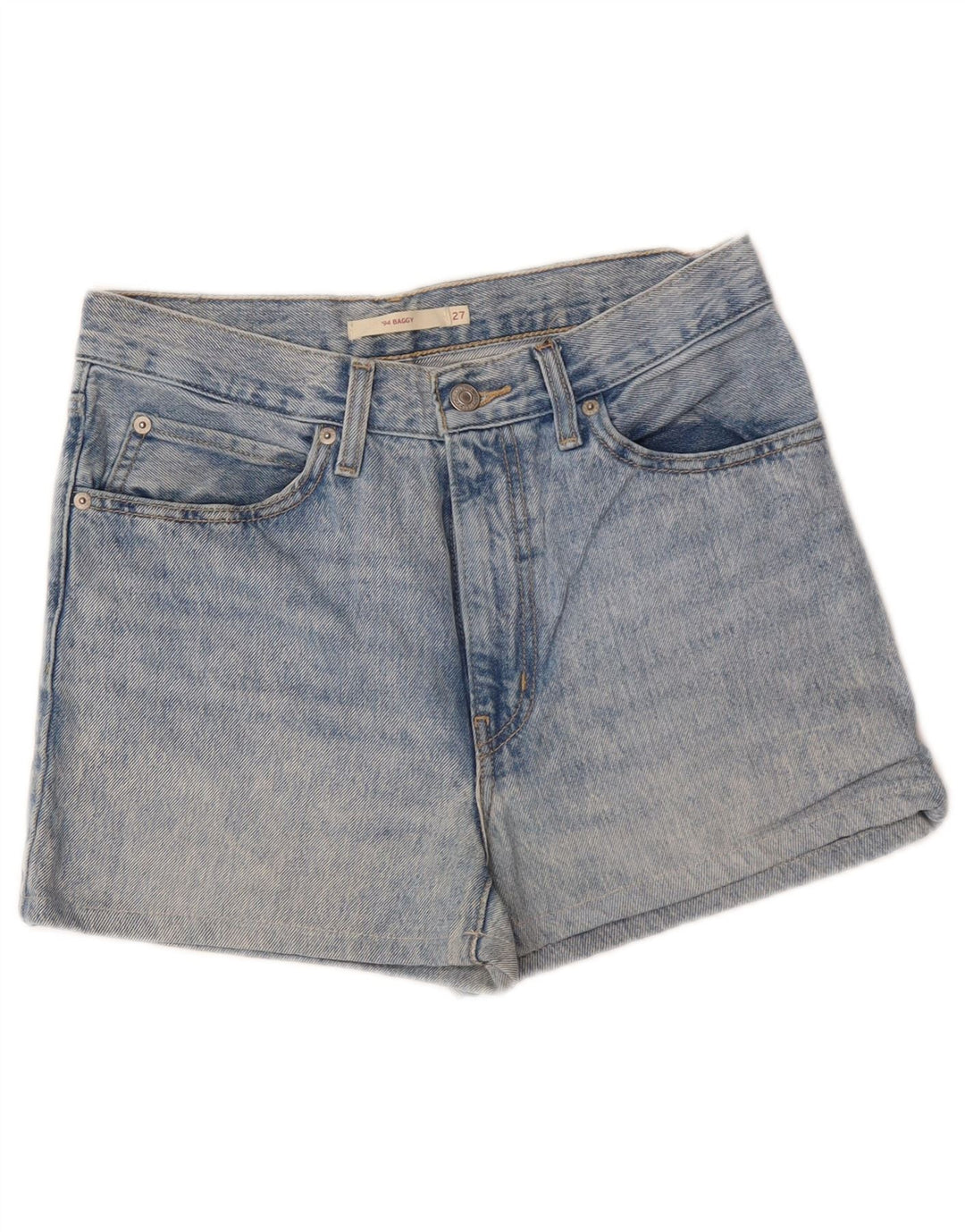 LEVI'S Womens Baggy Denim Shorts W27 Small Blue Cotton