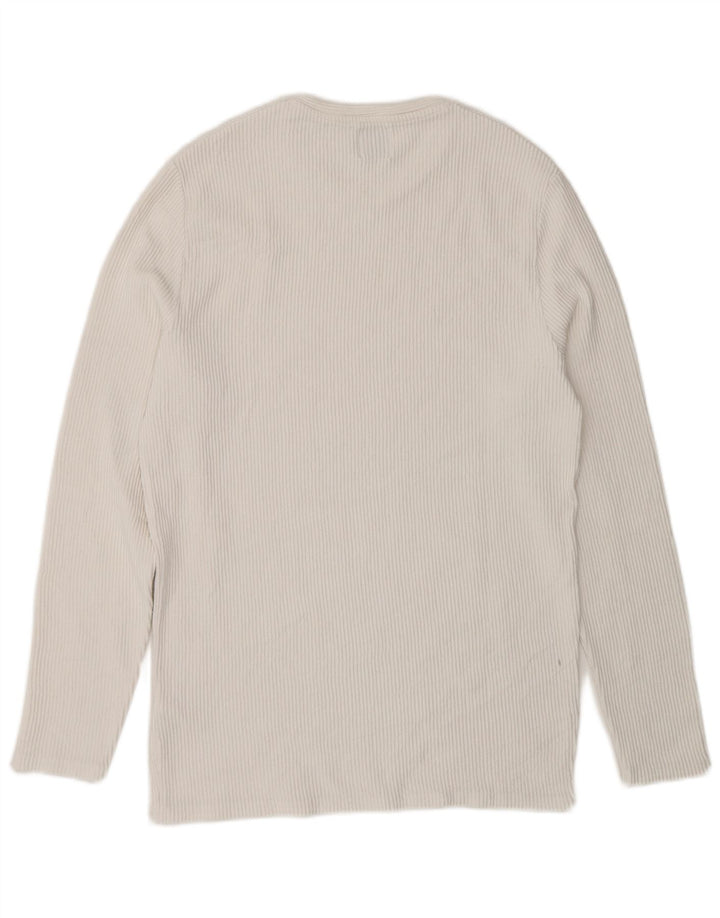 Zara Mens Top Long Sleeve Medium White Cotton