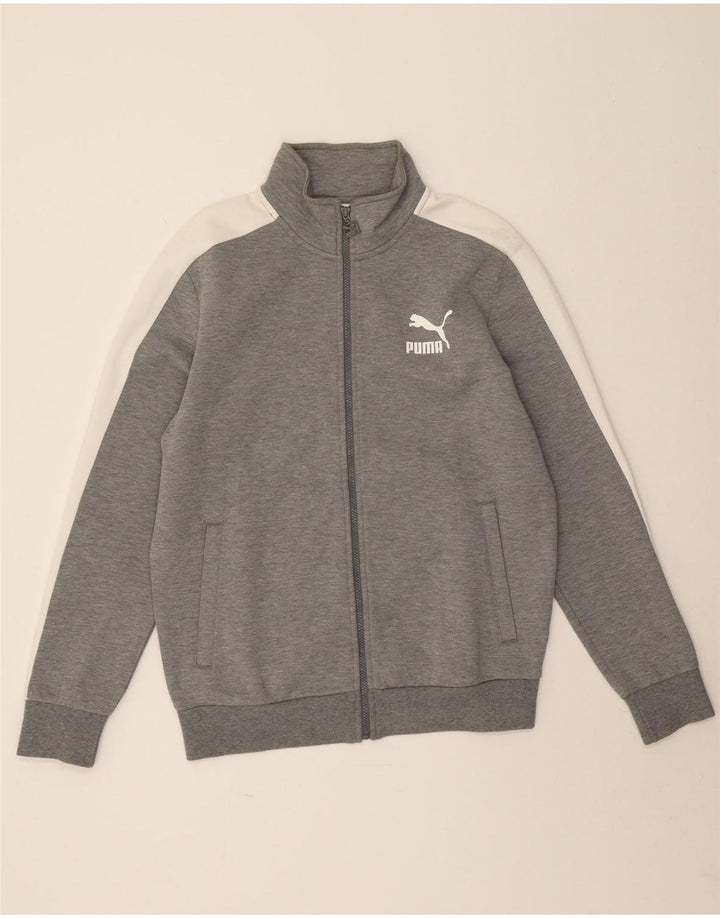 Puma Mens Tracksuit Top Jacket Large Grey Colourblock Cotton